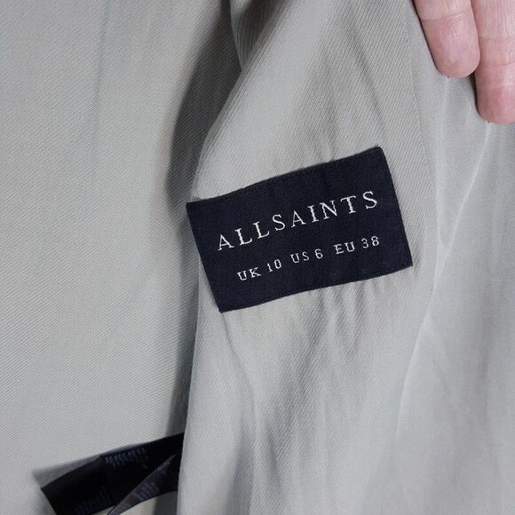 ALLSAINTS Blazer Womens Size 6 Gray Lightweight Open Lyocell Side Slits ALVA - Picture 4 of 9